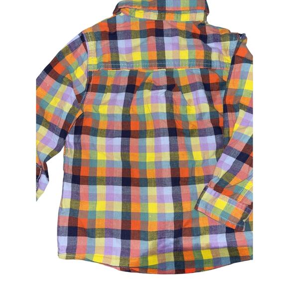 Lot Of 2 Cat And Jack Boys Long Sleeve Cotton Plaid Shirts 3-T - Picture 10 of 14